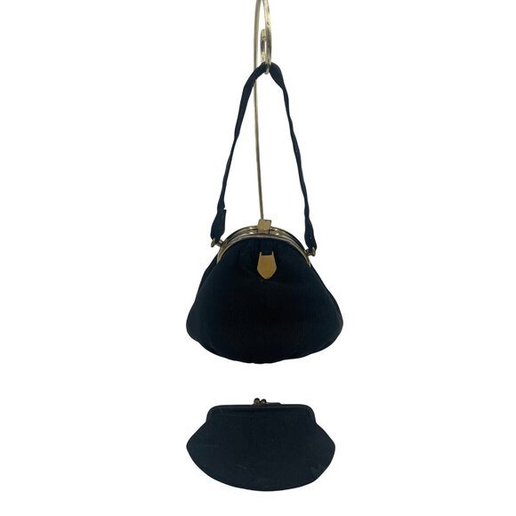 Beistle Handbags - Vintage Black Satin Purse Coin Pouch & Gold-Tone Clasp Theater Props